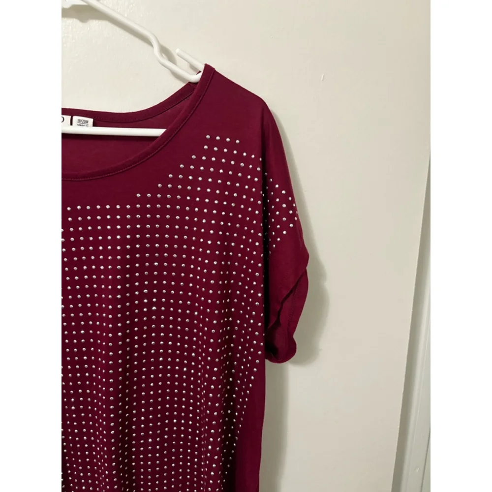 Cato Maroon women's silver beaded accent top size 18 -20 - Picture 4 of 12